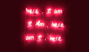 Noula Diamantopoulos, here . I AM   I AM . here  AM I . here, 2016, neon, dimensions variable